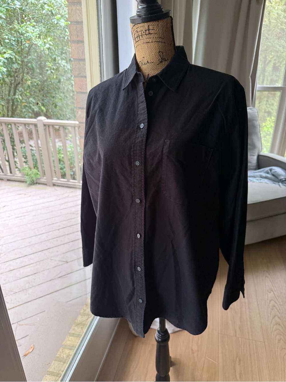 Everlane Black Button-Front Shirt Jacket 100% cotton